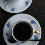 磁器：バラ文岡染めコーヒー碗皿・大倉陶園