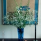 ガラス：ブルー花器・13×31・植木栄造