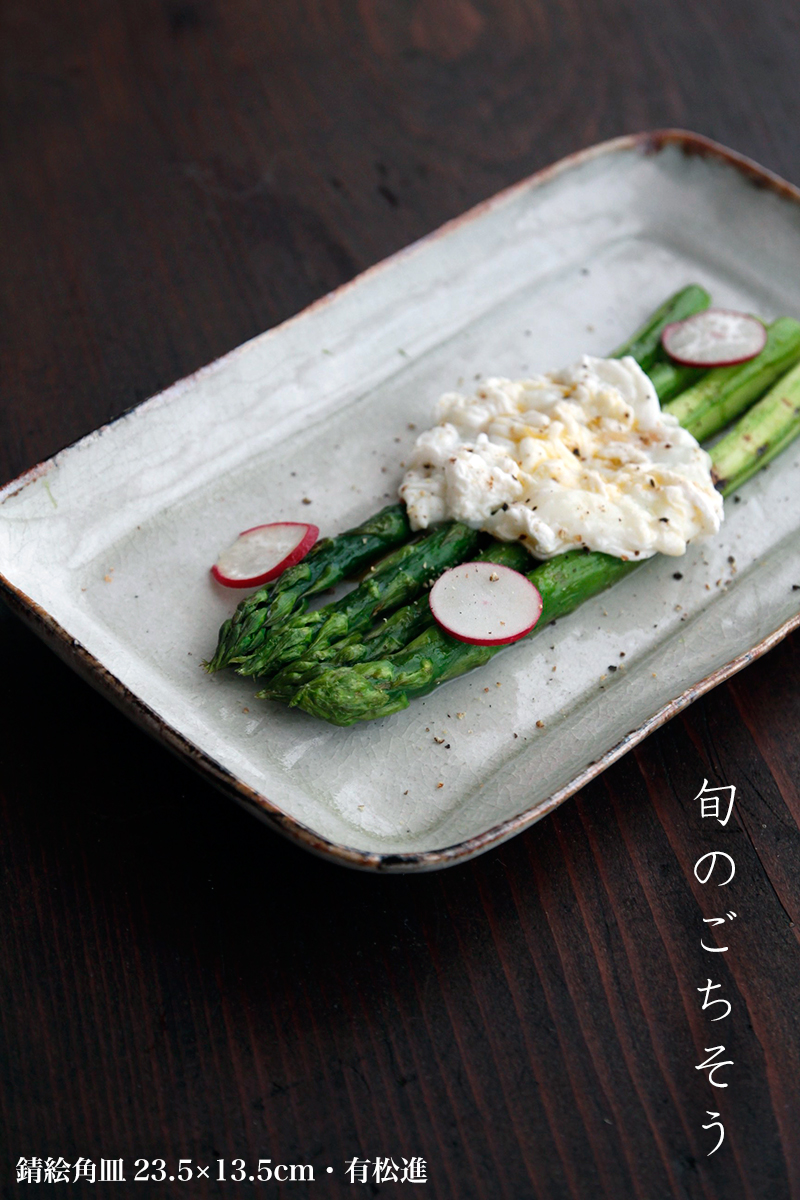 錆絵角皿23.5×13.5cm・有松進 錆絵角皿23.5×13.5cm・有松進