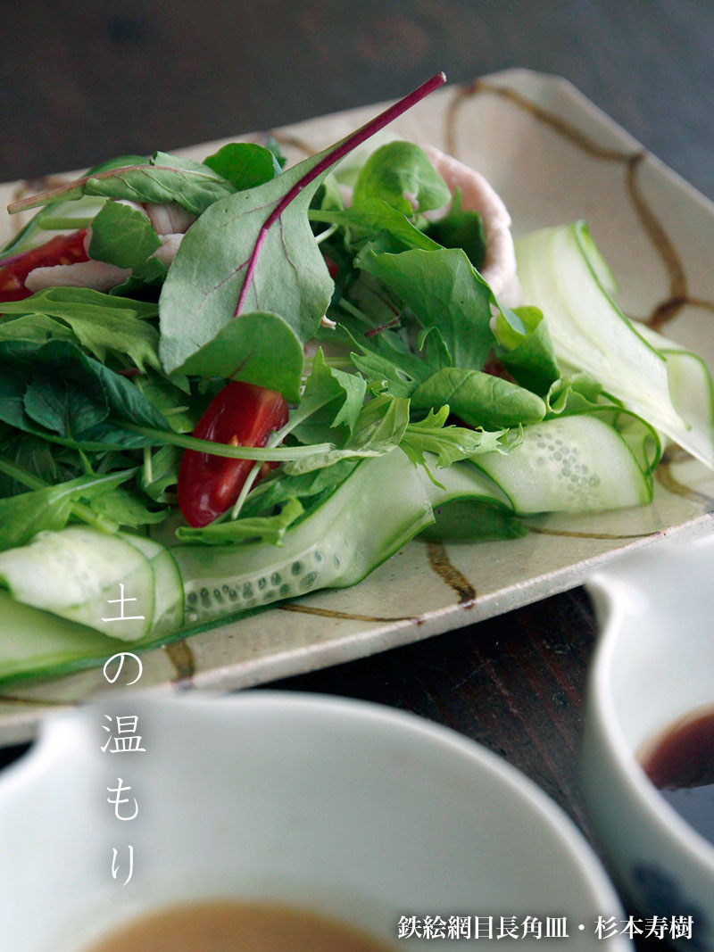 鉄絵網目長角皿・杉本寿樹 鉄絵網目長角皿・杉本寿樹