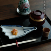 染付扇面向付・晋六