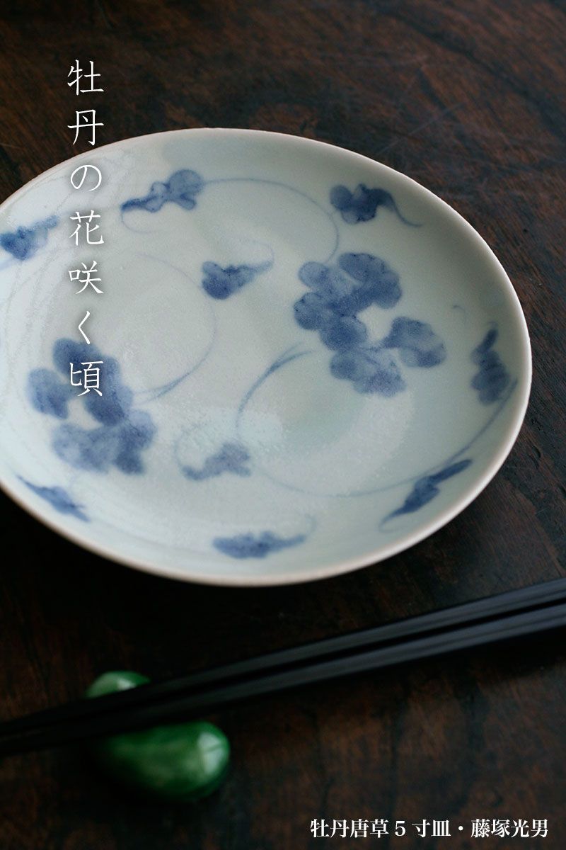 牡丹唐草5寸皿・藤塚光男