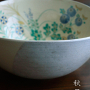 色絵秋草紋沓型深鉢 No.1・伏原博之