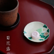 色絵菊形小皿・伏原博之