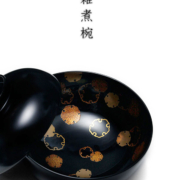 雪輪蒔絵黒大椀No.2・奥田志郎 & 竹田省