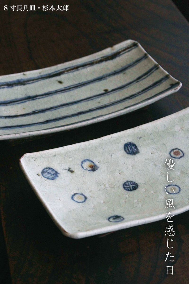 8寸長角皿・杉本太郎