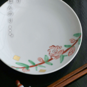 金箔桃5.5寸皿・古川章蔵