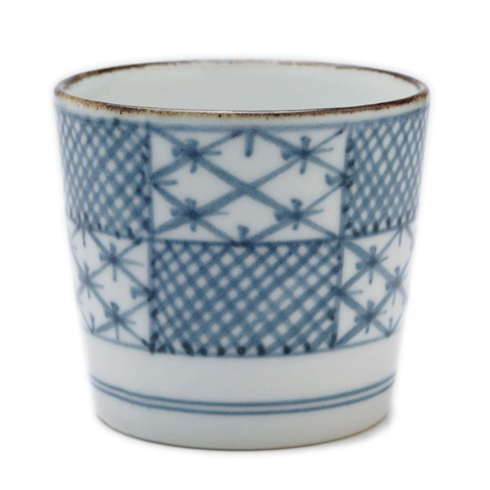 そば猪口・格子市松文・植山昌昭