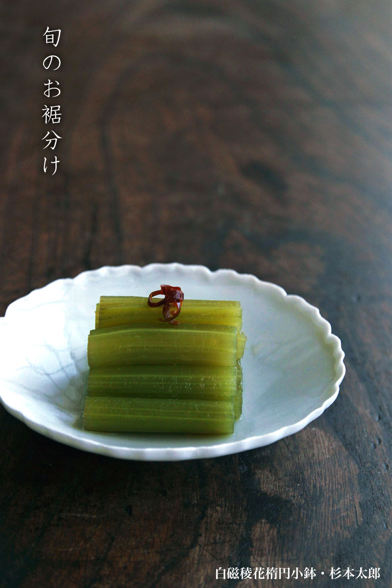 白磁稜花楕円小鉢・杉本太郎 白磁稜花楕円小鉢・杉本太郎