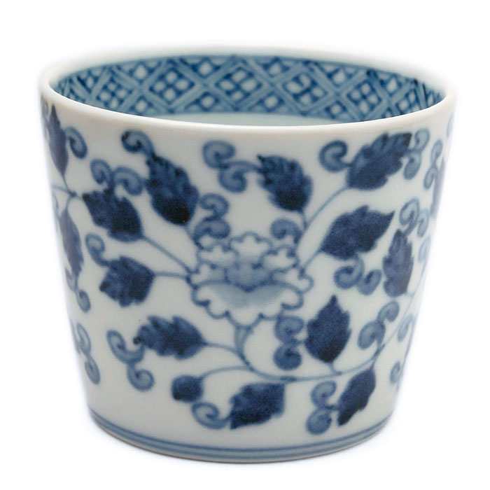 そば猪口・牡丹唐草文・植山昌昭