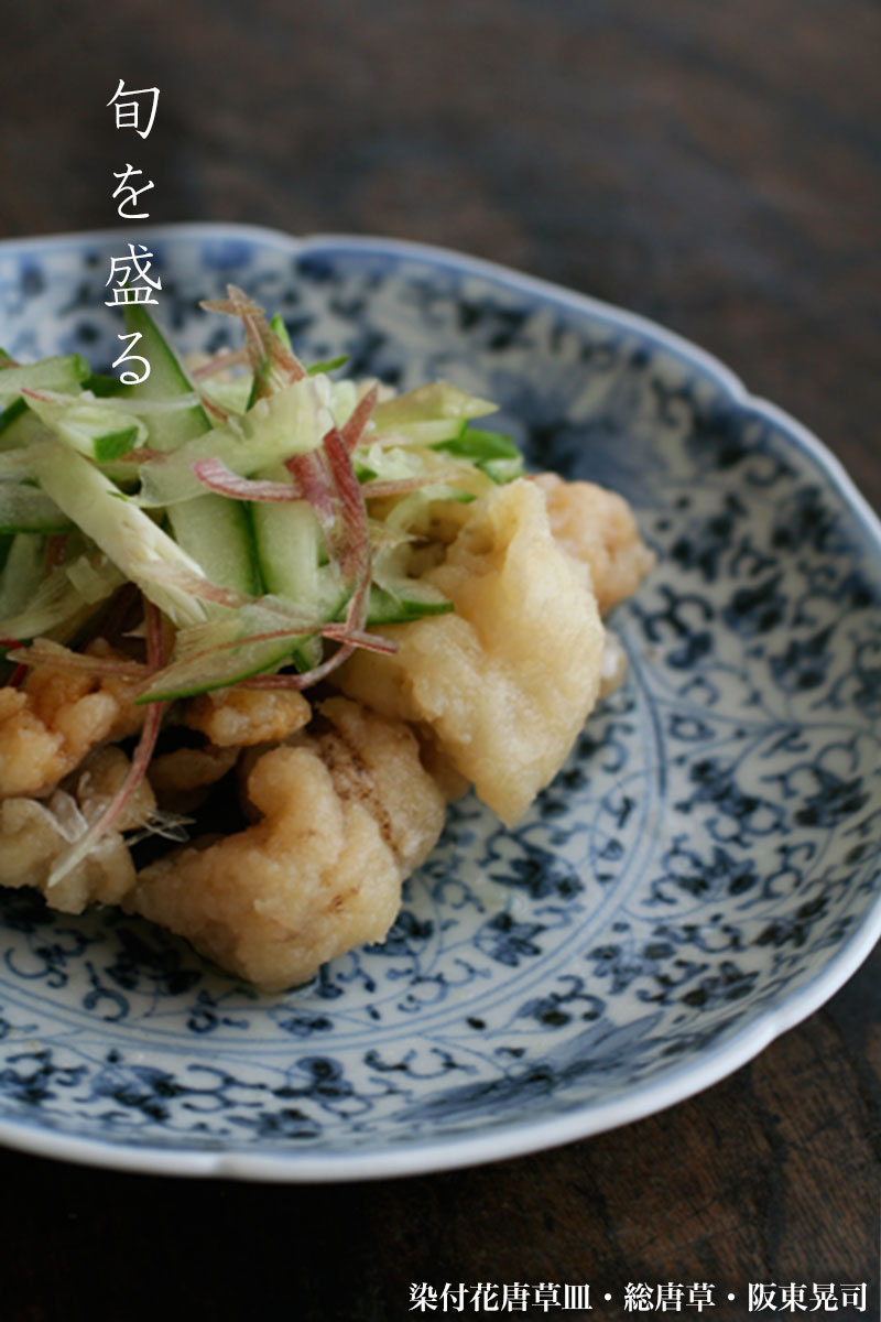 染付花唐草6寸皿・総唐草・阪東晃司 染付花唐草6寸皿・総唐草・阪東晃司