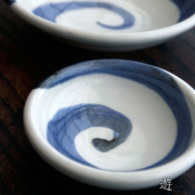 陶風磁器小皿・うずまき・古川章蔵