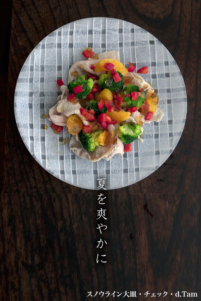 スノウライン大皿・チェック・d.Tam