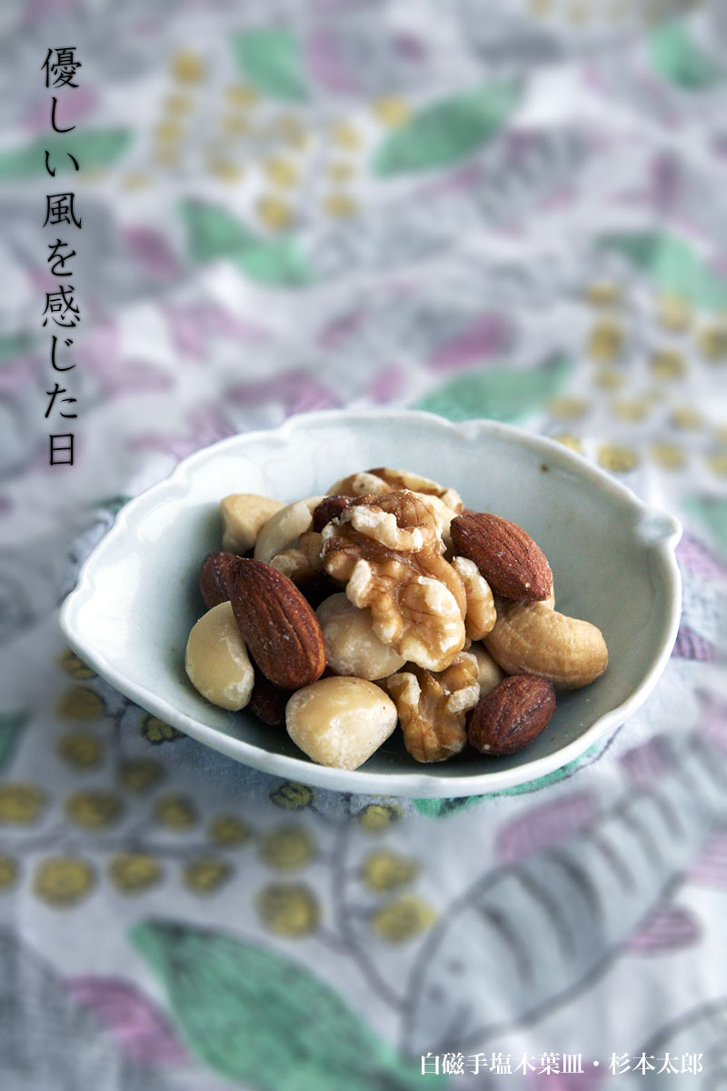 白磁手塩木葉皿・杉本太郎