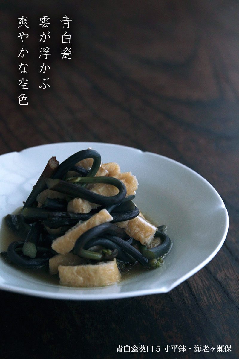 青白瓷葵口5寸平鉢・海老ヶ瀬保