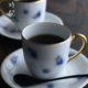磁器：バラ文岡染めコーヒー碗皿・大倉陶園