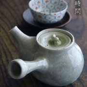 灰釉ビードロ小判形急須・小・有松進