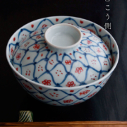 天啓赤絵花網文蓋付丼・土山敬司