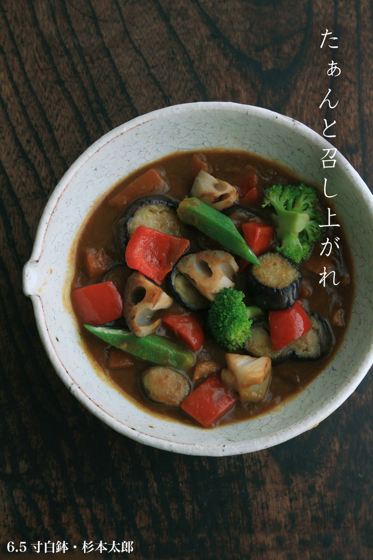 6.5寸白鉢・杉本太郎