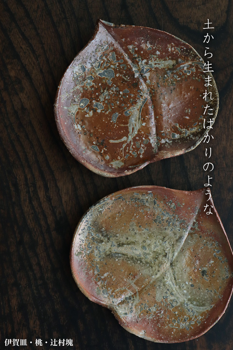 伊賀焼：伊賀皿・桃・辻村塊