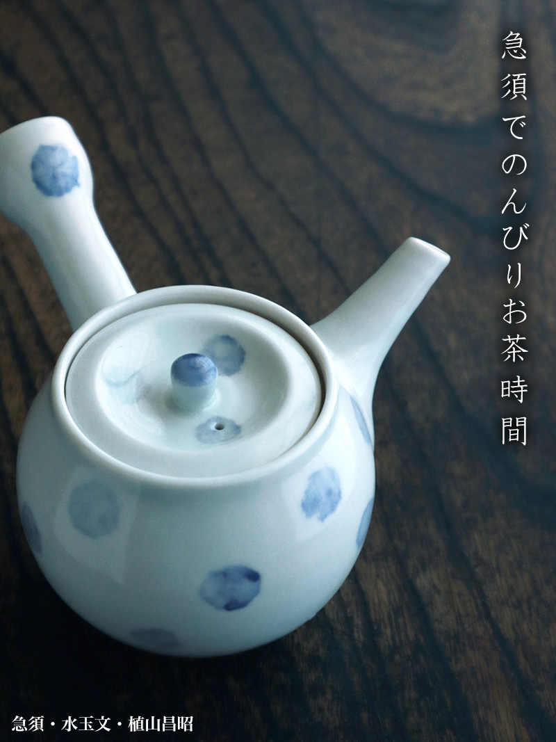 染付：急須・水玉文・植山昌昭
