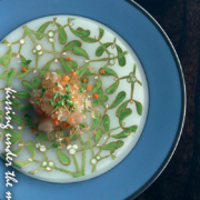 ガラス：絵付け薄皿・15.5cm・やどりぎ・金彩・d.tam