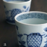 染付籠にあざみ文蕎麦猪口・阪東晃司