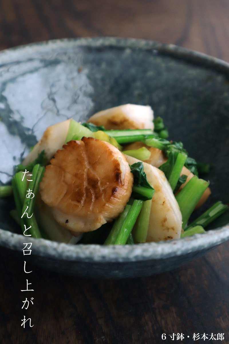 6寸鉢・緑・杉本太郎