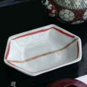 金彩六角小皿・古川章蔵