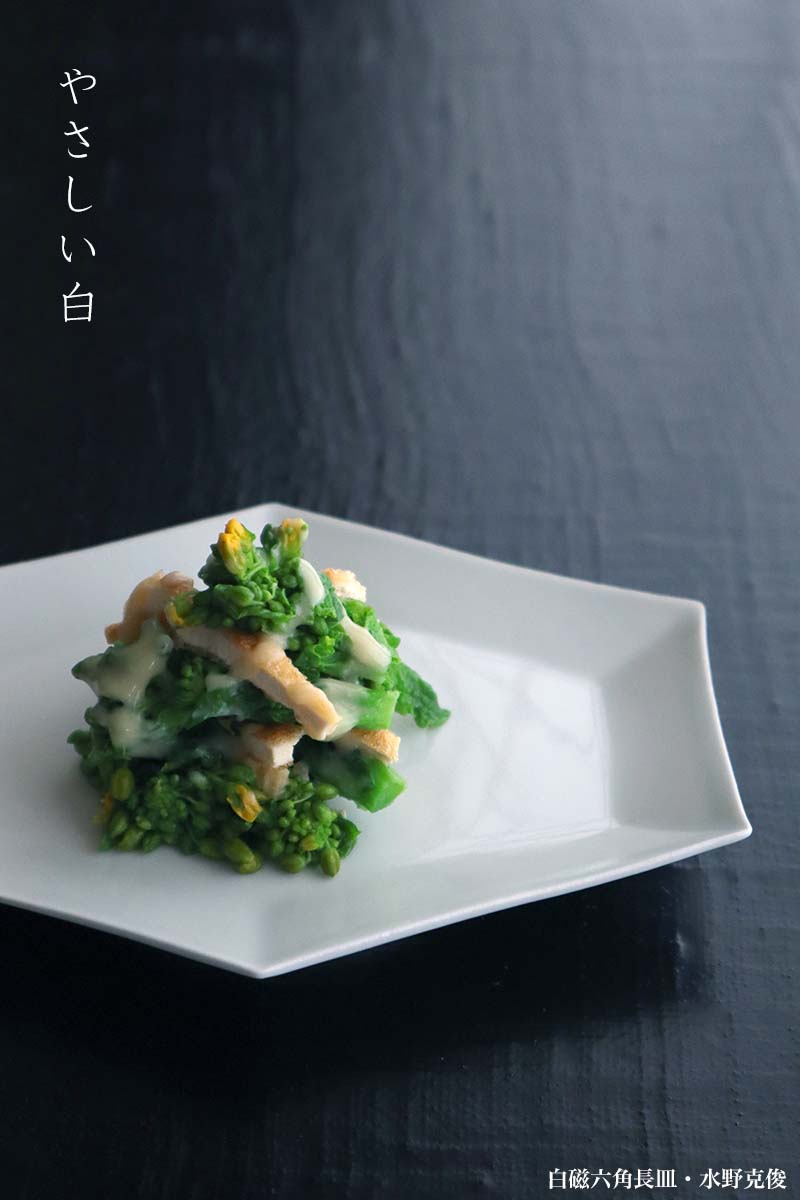 白磁六角長皿・水野克俊 白磁六角長皿・水野克俊