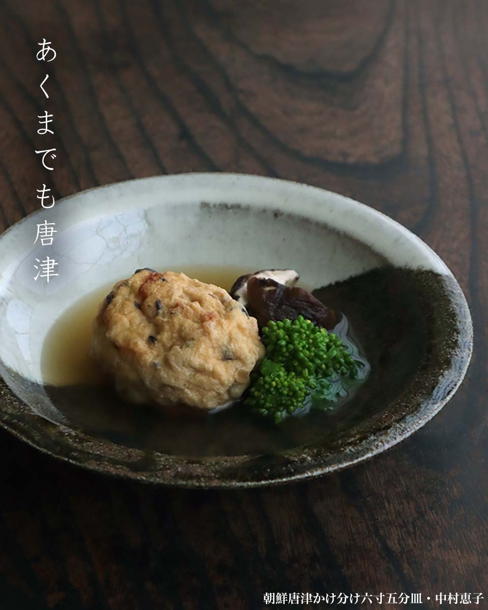 唐津焼：朝鮮唐津かけ分け六寸五分皿・中村恵子