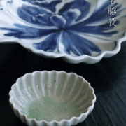 灰釉ビードロ小判輪花小付・有松進