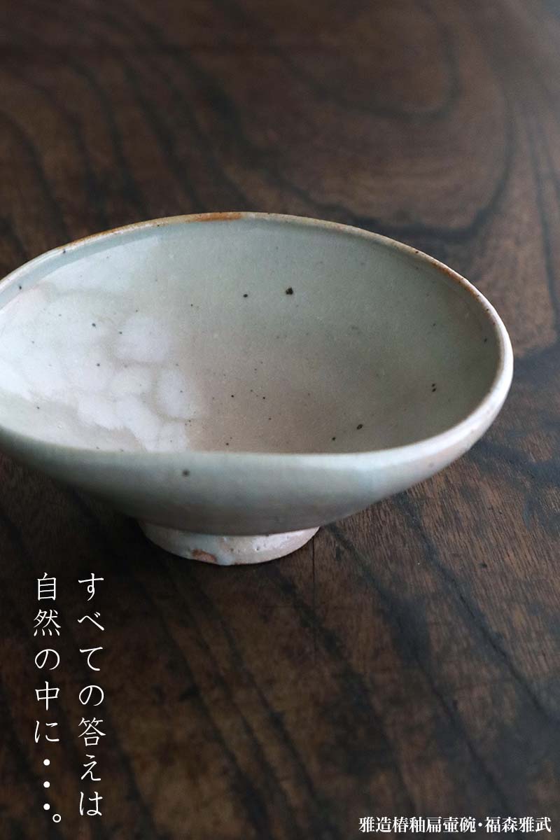 伊賀焼：雅造椿釉扁壷碗・福森雅武