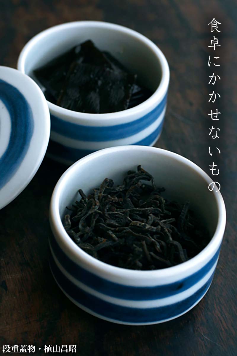 染付：段重蓋物・小・独楽文・植山昌昭