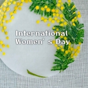 ガラス：絵付け薄皿・ミモザ・d.tam