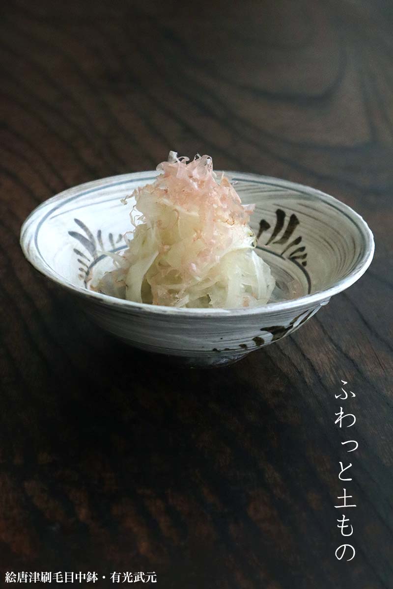 唐津焼:絵唐津刷毛目中鉢・有光武元 唐津焼:絵唐津刷毛目中鉢・有光武元