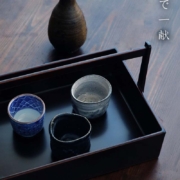 漆器・輪島塗：朱合ぐい呑盆・大・奥田志郎