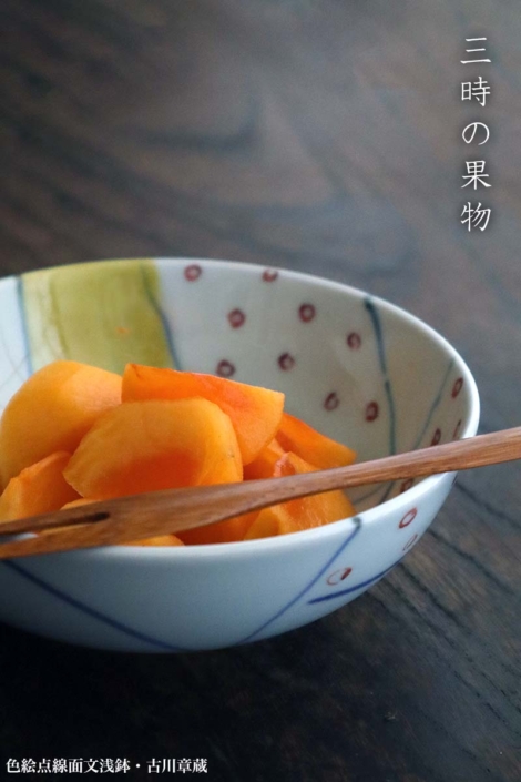 色絵点線面文浅鉢・古川章蔵 色絵点線面文浅鉢・古川章蔵