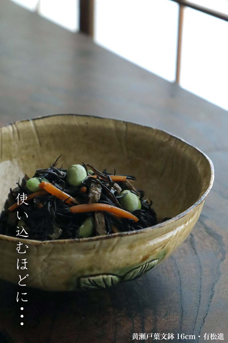 黄瀬戸葉文鉢16cm・有松進