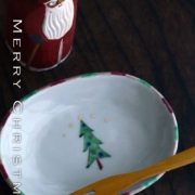 クリスマスツリー楕円小皿・古川章蔵